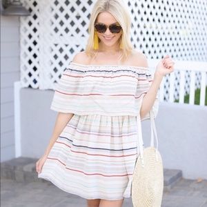 BP Off the Shoulder Striped Dress